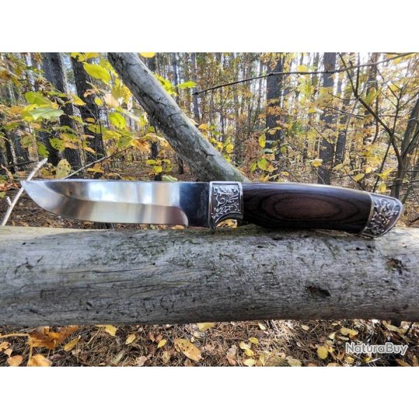 Crystal couteau avec manche en bois et étui