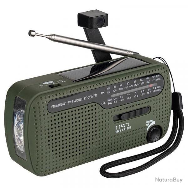 Radio & lampe torche solaire  manivelle dynamo de survie Fosco