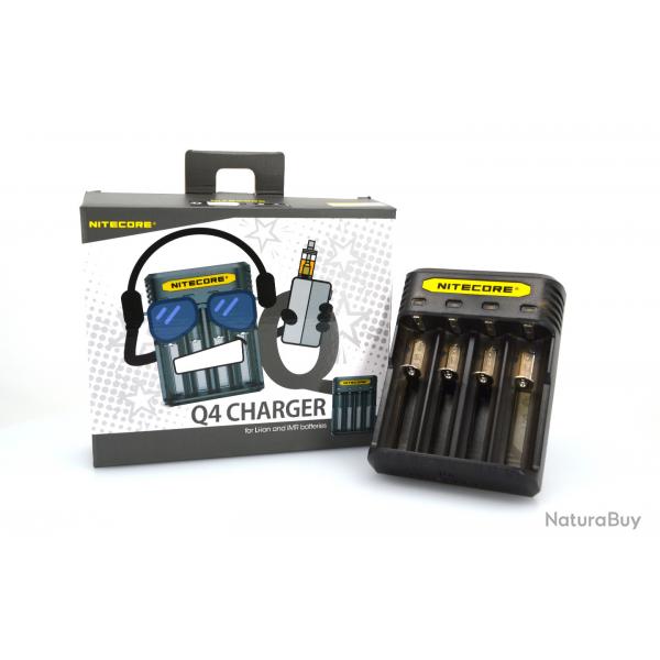 Chargeur d'accus NITECORE - Q4 noir (4 emplacements)