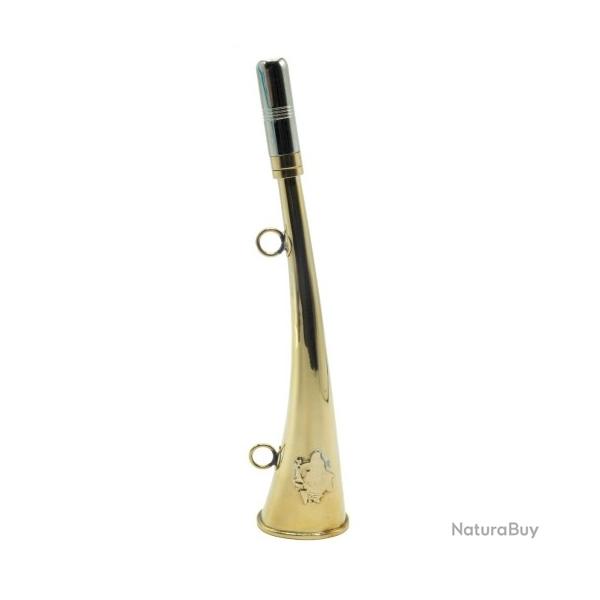 Corne d'appel en laiton avec sanglier 25cm