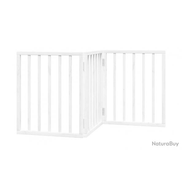 Barrire chien pliable 3 panneaux blanc 150 cm bois de peuplier pratique scurit intrieur