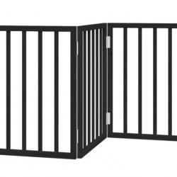 Barrière chien pliable 3 panneaux noir 150 cm bois de peuplier pratique sécurité intérieur