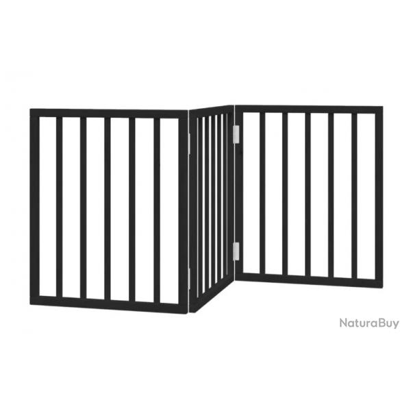 Barrire chien pliable 3 panneaux noir 150 cm bois de peuplier pratique scurit intrieur