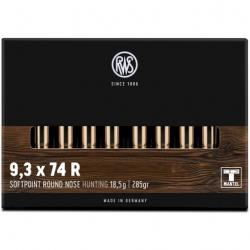 Munitions RWS cal.9.3x74r T mantel 285gr 18.5g par 20