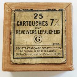 BOITE MUNITIONS CALIBRE 7MM A BROCHE REVOLVER LEFAUCHEUX SFM GEVELOT & GOUPILLAT XIXè France XIX eme