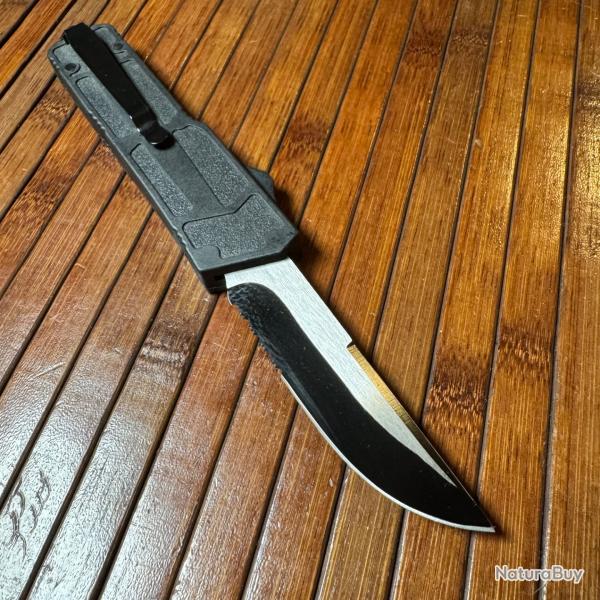 COUTEAU AUTOMATIQUE OTF BRISE VITRE ET CLIP CEINTURE BLACK