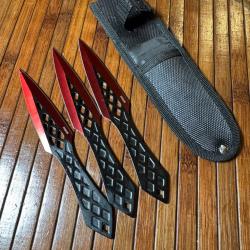 3 COUTEAUX DE LANCER DANS LEUR ÉTUIS NEUF STAINLESS