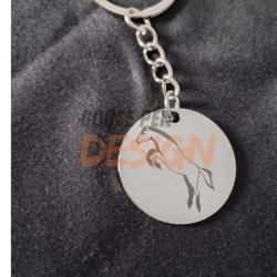 Porte clef acier avec gravure cheval / équitation