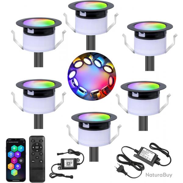 Lot de x6 Home WIFI Spot LED Encastrable Extrieur 45MM 12V RGBW+IC Couleur Dynamique Etanche IP67