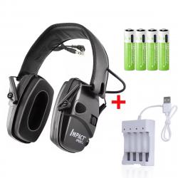 Pack Casque Anti-Bruit électronique pour le tir, SPORT + Pile Rechargeables + Station - Promo