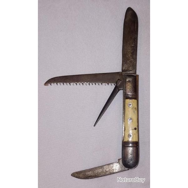 Ancien couteau de poche multifonction vintage