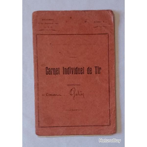 Carnet de Tir 22me Bataillon de Chasseurs annes 30