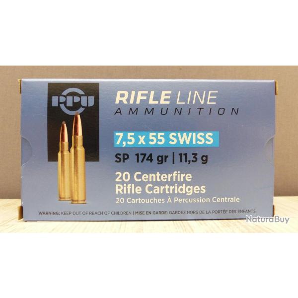 Munitions PPU 7,5x55, 174 gr SP