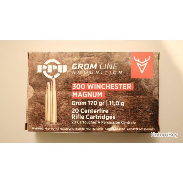 Munitions PPU 300 Win Mag, 170 gr GROM