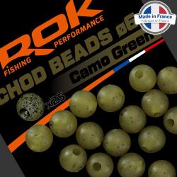 Perle ROK Chod Beads Pré-Perforée Camo Green 6mm (par 25)