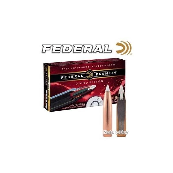 CARTOUCHE FEDERAL premium calibre 7mm RM 160GR NOSLER ACCUBOND x20