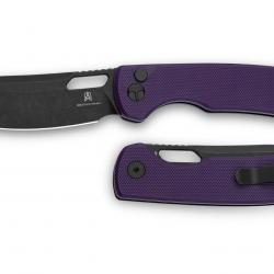Couteau BESTECHMAN FIREBIRD Lame Acier D2 Acier D2 Manche Purple G10 Button Lock BTKMK05D
