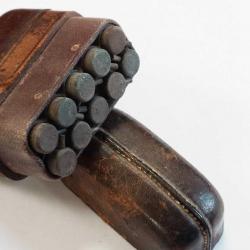 ETUI EN CUIR PORTE CARTOUCHES CALIBRE 7MM A BROCHE 20 MUNITIONS MANUFRANCE XIXè France XIX eme Categ