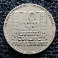 Monnaie France - 1945 Rameaux longs - 10 francs Turin grosse tête (Grade : TTB) - Ref N0981
