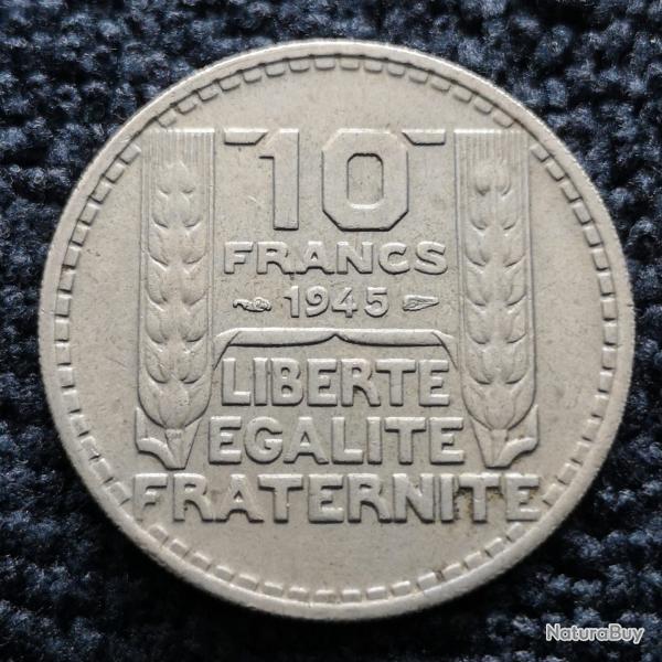 Monnaie France - 1945 Rameaux longs - 10 francs Turin grosse tte (Grade : TTB) - Ref N0981