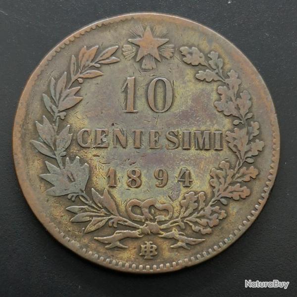 Monnaie Italie - 1894 BI - 10 centesimi Umberto Ier (Grade : TB) - RefN0453
