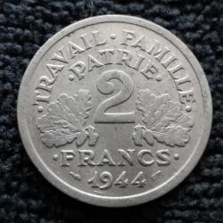 Monnaie France - 1944 C - 2 francs Francisque Alumimium (Grade : TB) - RefN1476