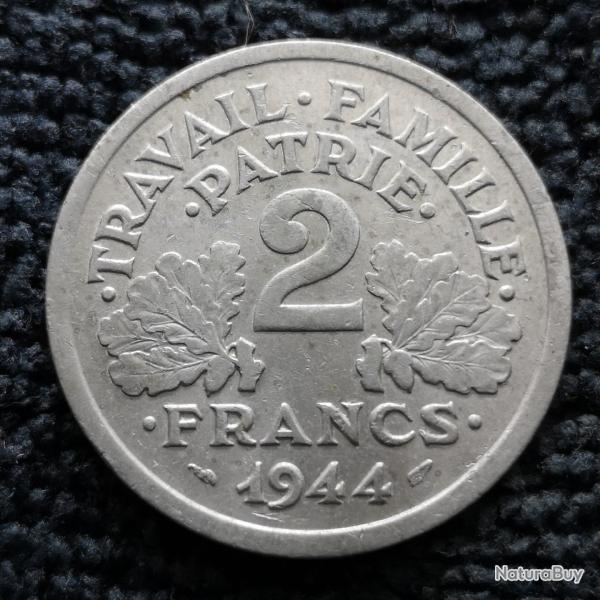 Monnaie France - 1944 C - 2 francs Francisque Alumimium (Grade : TB) - RefN1476