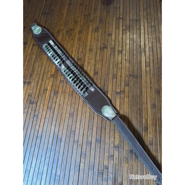 NEUF ! CEINTURON CARTOUCHIRE EN CUIR 20 TUBES A BALLE