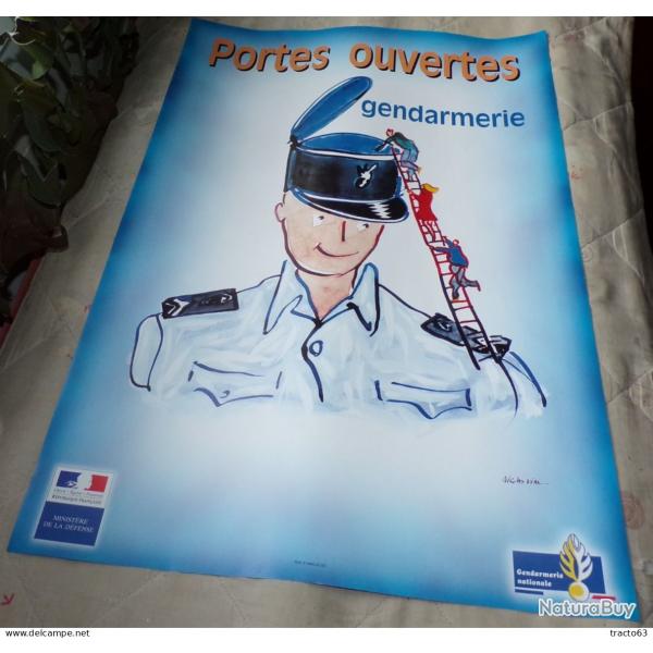 AFFICHE PORTES OUVERTES GENDARMERIE , DESSIN DE NICOLAS VIAL , DIMENSION 60 CM X 40 CM , PLUSIEURS E