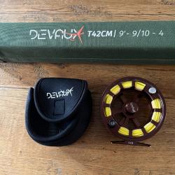 VENDS ENSEMBLE CANNE A MOUCHE + MOULINET + SOIE DEVAUX CARNASSIER