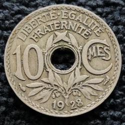 Monnaie France - 1928 - 10 centimes Lindauer Cupronickel (Grade : TB) - Ref N1256