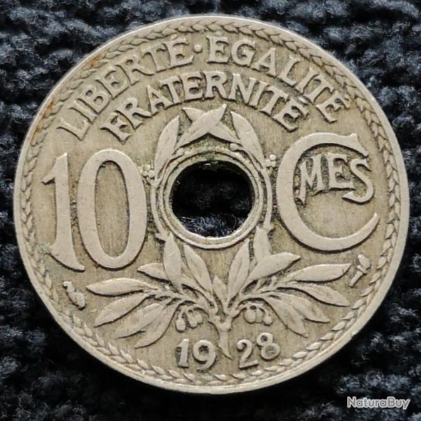 Monnaie France - 1928 - 10 centimes Lindauer Cupronickel (Grade : TB) - Ref N1256