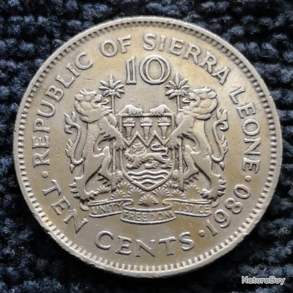 Monnaie Sierra Leone - 1980 - 10 cents (Grade : TB) - Ref N1419