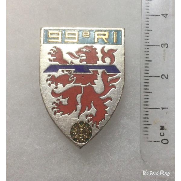 FRANCE INFANTERIE - Insigne  99 R.I. Rgiment d?Infanterie cu argent plat dos guilloch Drago