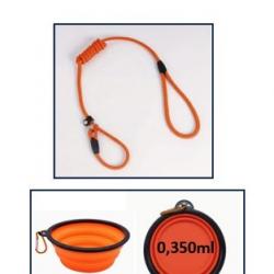 Kit laisse & gamelle pliante oranges