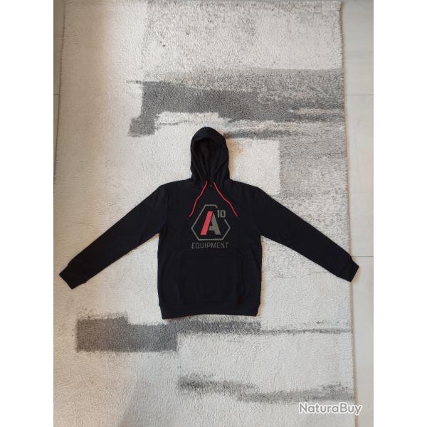 Hoodie A10 SIGNATURE - Noir - Logo vert olive/rouge - Taille M