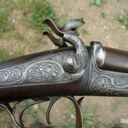 Superbe et rare fusil de chasse de luxe à broche juxtaposé calibre 16 signé Lefaucheux