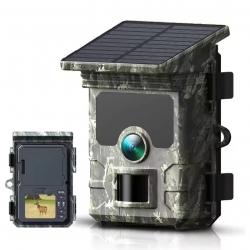Caméra de Chasse Solaire 30MP 2K, Vision Nocturne Infrarouge, IP66, Grand Angle 120°, Détection 0.2s