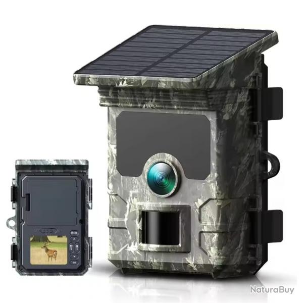 Camra de Chasse Solaire 30MP 2K, Vision Nocturne Infrarouge, IP66, Grand Angle 120, Dtection 0.2s