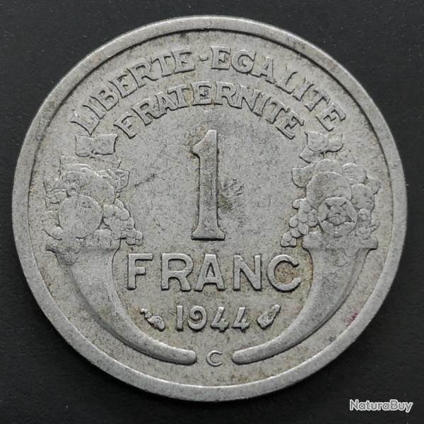 Monnaie France - 1944 C - 1 franc Morlon Aluminium, lgre (1.3 gr) (Grade : TB) - Ref N0360