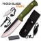 petites annonces chasse pêche : Couteau Lame Acier Inoxydable Bicolore Fixe Manche Vert Etui Elk
