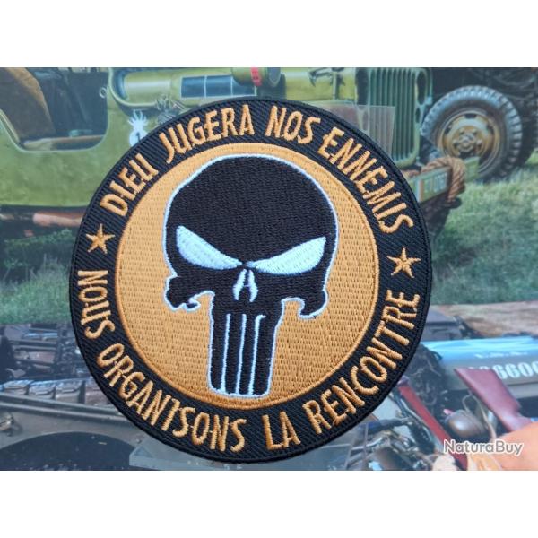Patch brod Dieu Jugera nos Ennemis - Diamtre : 90 mm  coudre ou  coller au fer  repasser