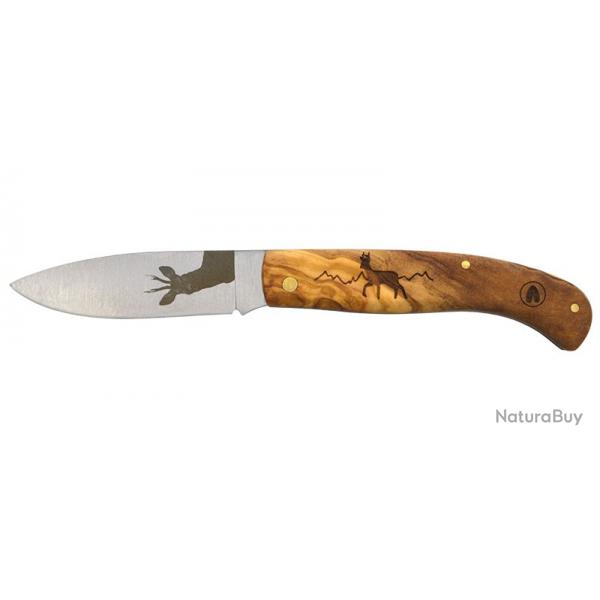 COUTEAU PLIANT JOKER MOTIF CHEVREUIL GRAVE MANCHE/LAME