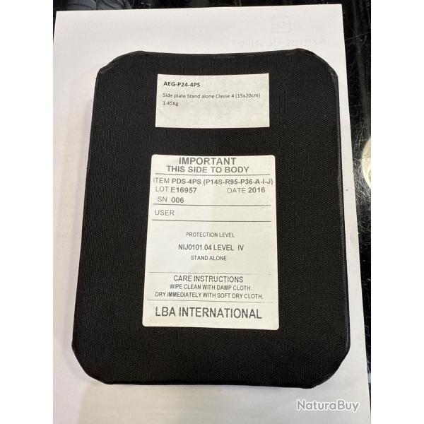 Plaque latrale pare balle stand alone 15x20cm LBA international classe 4