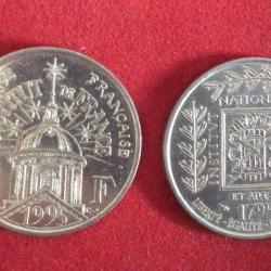 FRANCE monnaie V&eacute;me R&Eacute;PUBLIQUE-1 FRANC 1995 INSTITUT DE FRANCE bicentenaire 1795/1995