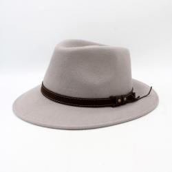Chapeau de laine waterproof crushable,, gris-clair-bleuté, hiver, chasse, randonner