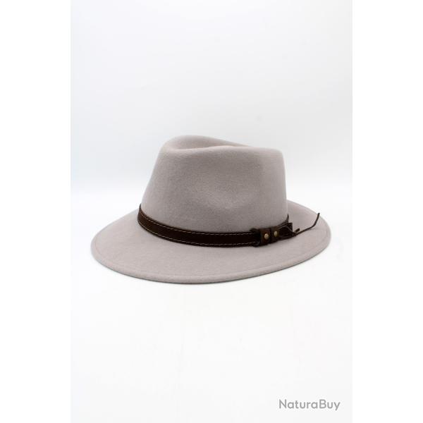 Chapeau de laine waterproof crushable,, gris-clair-bleut, hiver, chasse, randonner