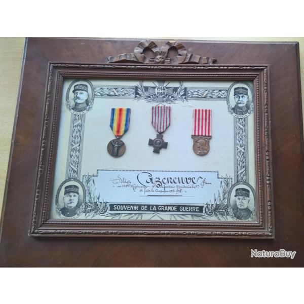 Cadre mdailles d'un Poilu WW1