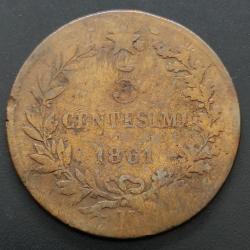 Monnaie Italie - 1861 N - 5 centesimi Victor-Emmanuel II (Grade : AB) - Ref N0401
