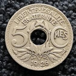 Monnaie France - 1926 - 5 centimes Lindauer Cupronickel (Grade : TTB) - Ref N990